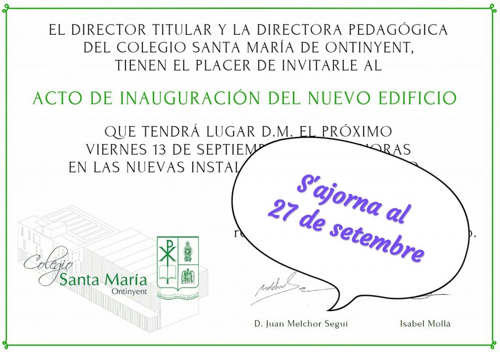 Inauguració del nou edifici del Col·legi Santa Maria